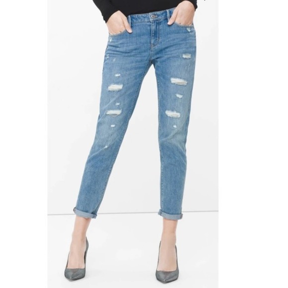 WHBM Destructed Girlfriend Jeans with Chains - Picture 1 of 12